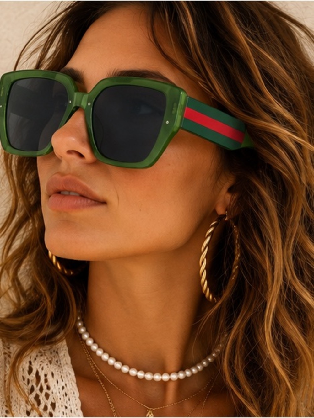 Designer Inspired Oversized Green Square Sunglasses